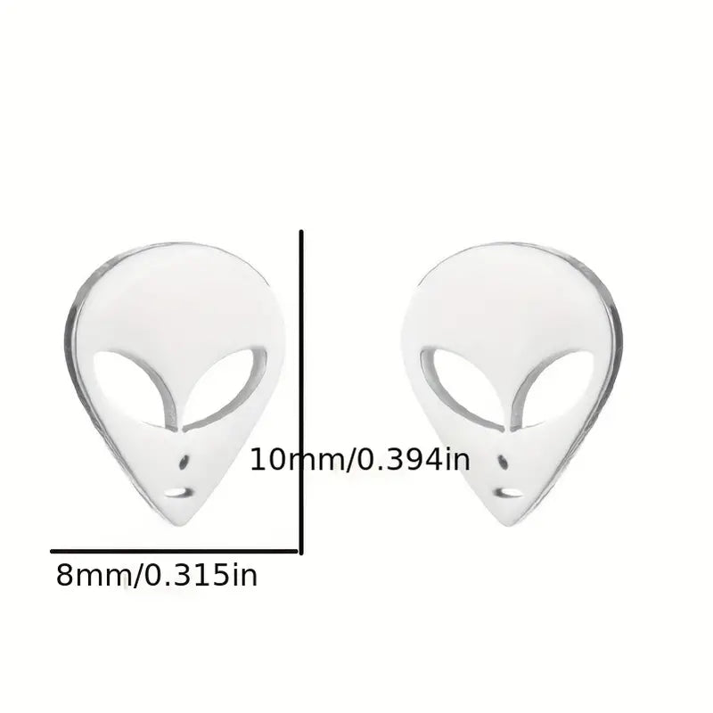 Our Futuristic Silver Tone Stainless Steel Alien Stud Earrings: For the Bold and Unconventional