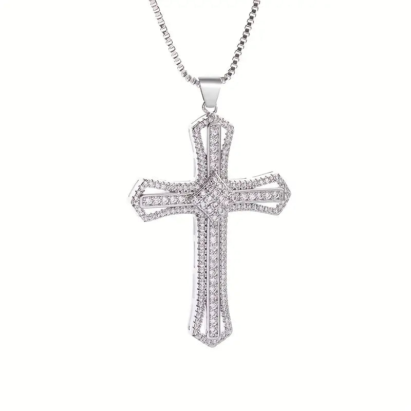 Elevate Your Faith and Style with The Signature Blessed Omens Cross Women's or Unisex Cross Pendant - Adorned with AAA Cubic Stones and Chain Included