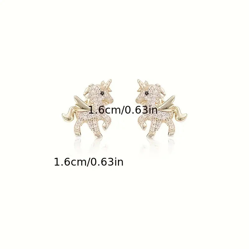 Unleash the Magic with Our Unicorn Stud 18K Plated AAA CZ Earrings - Perfect for Girls, Kids, and Women of All Ages
