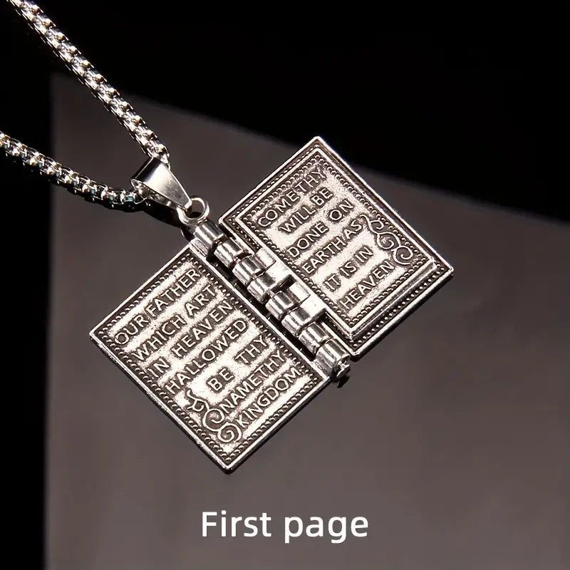 Unfold Faith and Elegance with Our 3D Foldable Bible Cross Pendant Book Necklace