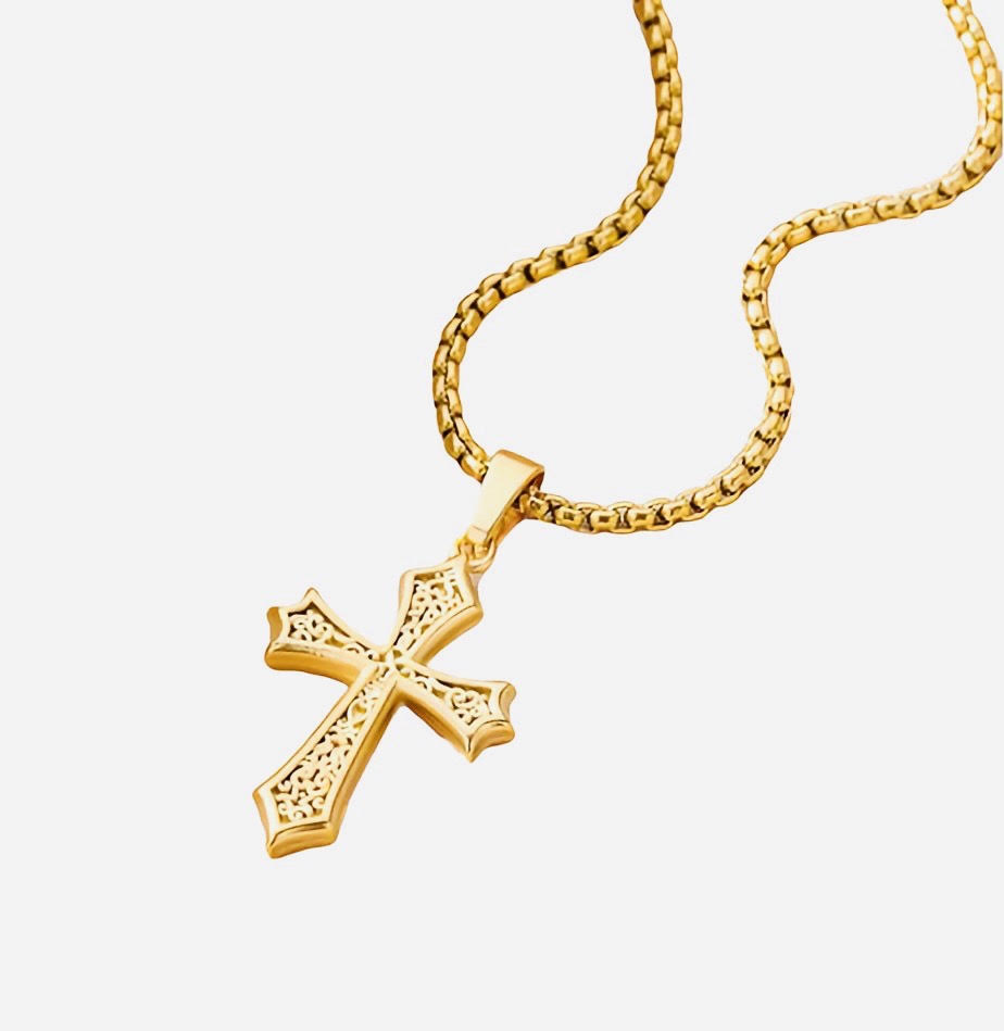 Divine Harmony Gold Unisex Cross Necklace