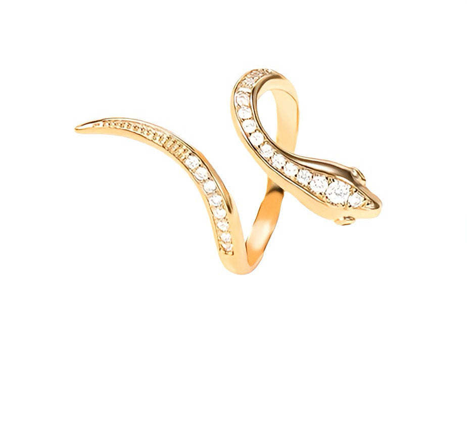 Serpent's Charm Gold AAA CZ Gold Women's Adjustable Ring –Allure of the Mystical!