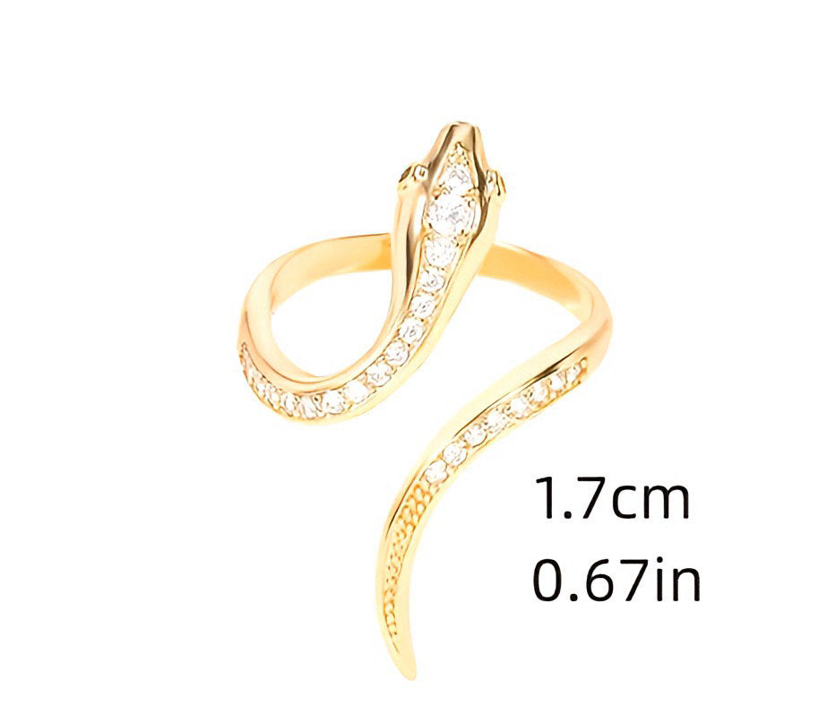 Serpent's Charm Gold AAA CZ Gold Women's Adjustable Ring –Allure of the Mystical!
