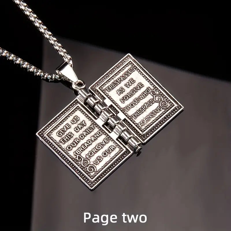 Unfold Faith and Elegance with Our 3D Foldable Bible Cross Pendant Book Necklace
